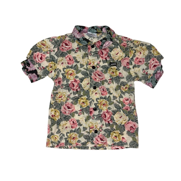 Vintage Guess Floral Rose Button Down Shirt - Size 12 Months - Picture 1 of 5